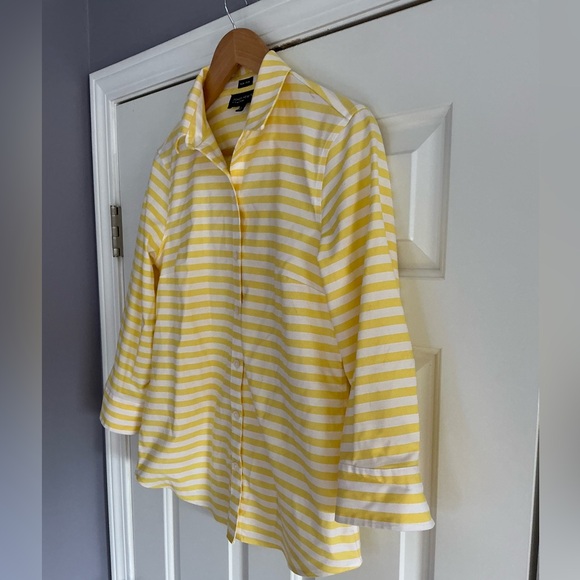 Jones New York Yellow and White Casual Button Down Shirt - Picture 3 of 12